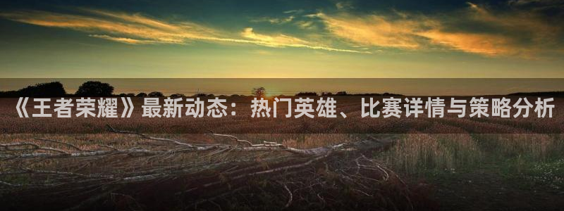 奇亿娱乐注册测速：《王者荣耀》最新动态：热门英雄、比赛详情与